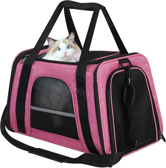 HiCaptain Soft Cat Carrier with Top Mesh Window - Pet Carrier Breathable for Medium Cats and Small Dogs Puppies up to 14 lb (Pink)