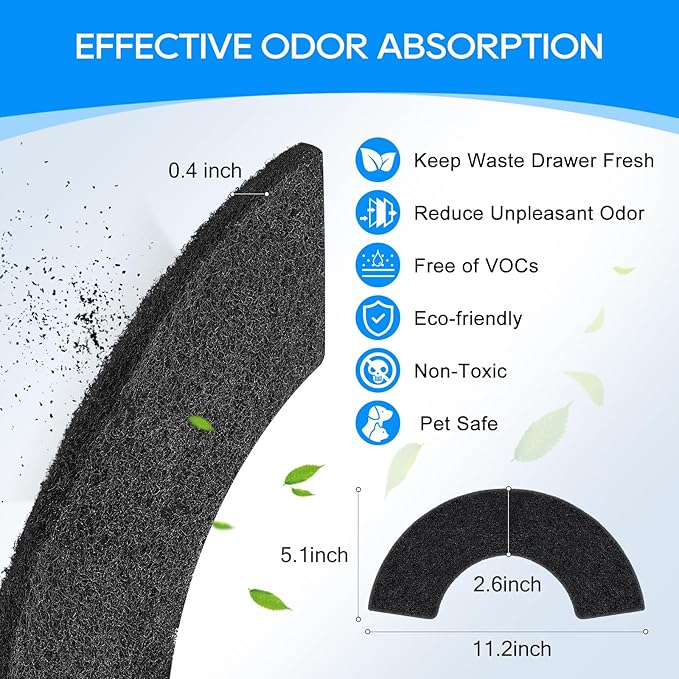 8-Pack Carbon Filters for Litter-Robot 4, Activated Carbon Litter Box Filter Compatible with Litter-Robot 4 Self Cleaning Cat Litter Box Filters Replacement Charcoal Accessories