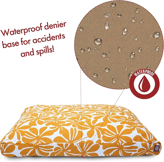 Yellow Plantation Extra Large Rectangle Indoor Outdoor Pet Dog Bed With Removable Washable Cover By Majestic Pet Products