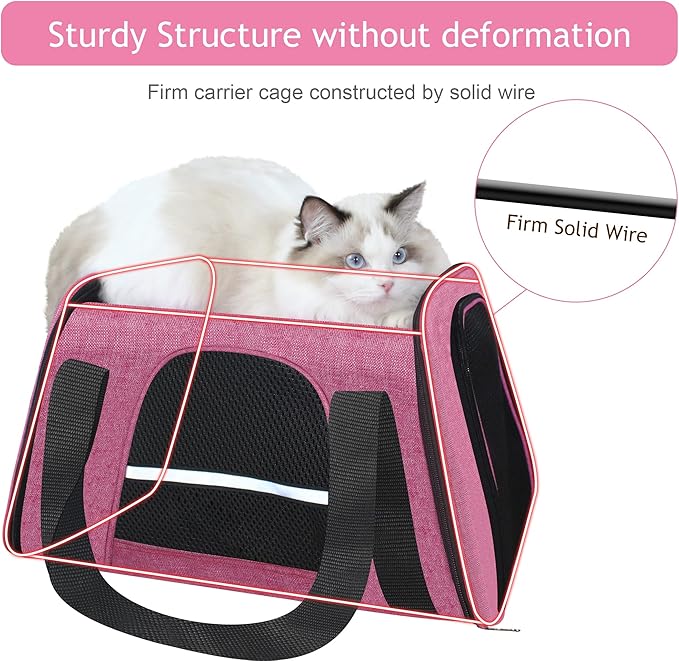 HiCaptain Soft Cat Carrier with Top Mesh Window - Pet Carrier Breathable for Medium Cats and Small Dogs Puppies up to 14 lb (Pink)