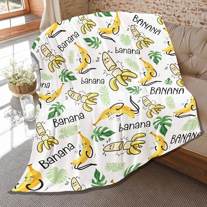 Funny Banana Throw Blanke,Fruit Gift Soft Warm Lightweight Quilt for Bed Sofa Couch Car Room Decoration 40 x 30in for Pets