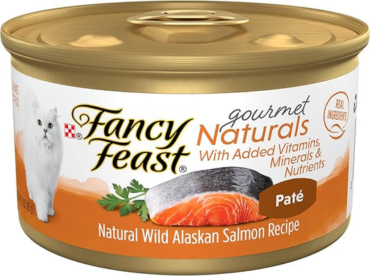 Purina Fancy Feast Wet Cat Food Pate Gourmet Naturals Wild Alaskan Salmon Recipe - (Pack of 12) 3 oz. Cans