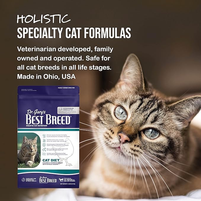 Best Breed Dr. Gary's Cat Diet Slow-Cooked in USA [Natural Dry Cat Food for All Ages] - 24lbs.,Dark Brown