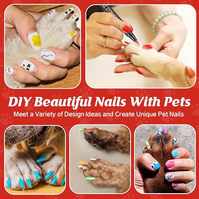 2 Set of Cherocito 12 Colors Dog Nail Polish Pens Quick Dry,Christmas Special Packaging,Safe Dog Nail Polish Set to DIY Pretty Nails, Ideal Gifts for Dogs Cats Light Dark Nails,Non-Toxic,Water-Based