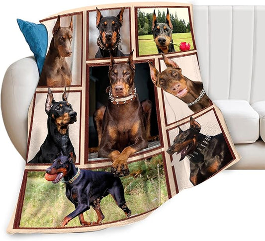 Doberman Blanket Dog Doberman Gifts for Girls Boys Woman Kids Doberman Lover Throw Blankets Soft Blanket Warm Fleece Flannel Plush Blankets for Bed Sofa Couch 40"x50"