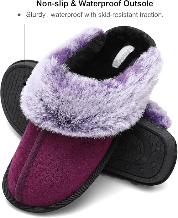 Besroad Winter Fuzzy House Slippers Sandals Plush Faux Fur Fluffy Flats Slippers Warm Slide Shoes for Women