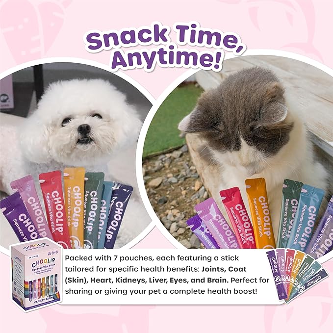 Squeeze Vita Stick Lickable Treats for Dogs & Cats. 49 Variety Support Sticks with Essential multivitamins. Soft and Tasty Paste for All Life Stages