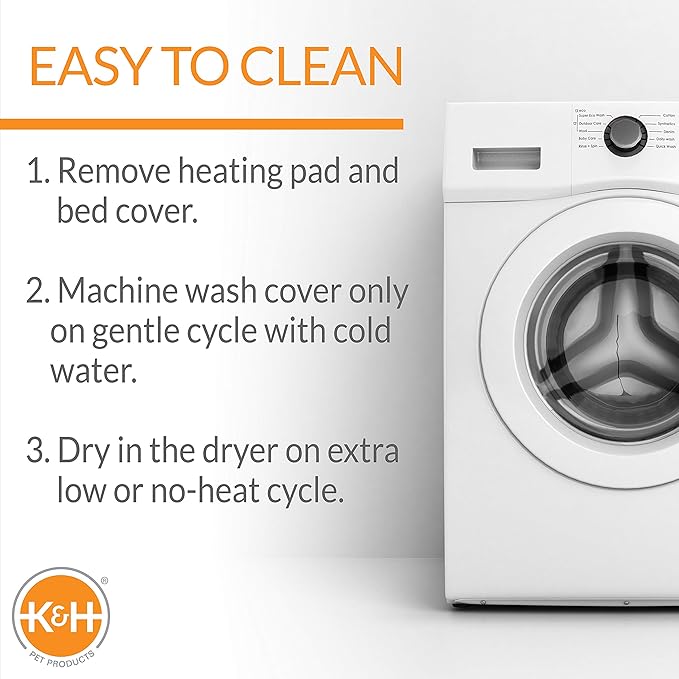 K&H Pet Products Thermo-Kitty Fashion Splash Indoor Heated Cat Bed, Heated Bed for Dogs or Cats with Removable Waterproof Heater Blue Small 18 Inches Round