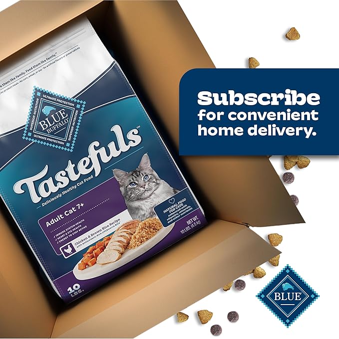 Blue Buffalo Tastefuls Adult 7+ Natural Dry Cat Food, Chicken & Brown Rice 10lb Bag
