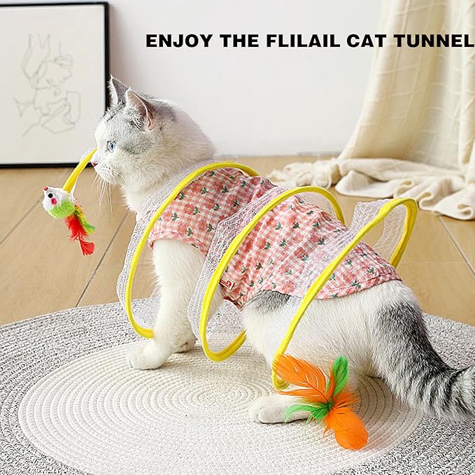 Cat Tunnel,Cat Toys,Cat Tunnels for Indoor Cats Large,Cat Tunnel Bed for Kittens,Cat Donut Tunnel,Interactive Cat Toys for Indoor Cats,Decompression Interactive Cat Springs Toys