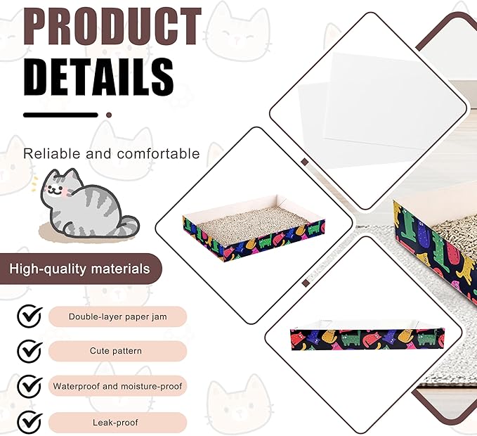 30 Pack Disposable Cat Litter Box, Foldable Paper Litter Box, Travel Cat Litter Box,Non Clumping Durable and Waterproof,Low Entry Easy Disposal,Portable(13.6x9.7x1.9 in)