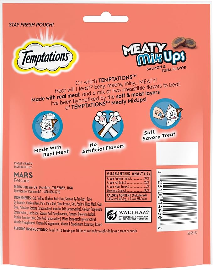Temptations Meaty MixUps Cat Treats Salmon & Tuna Flavor, 4.12 oz. Pouch