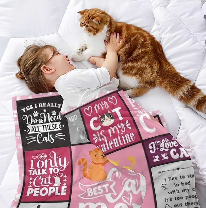 Cat Mom Blanket 60"x50", Cat Lover/Lady Gifts for Women, Cat Mom Gifts for Women, Cats Gifts for Cat Lovers, Best Cats Mom Ever Gift, Soft Throw Blanket for Christmas, Mothers Day