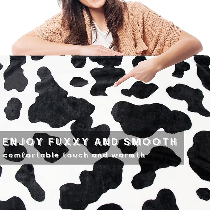 Cow Print Blanket Soft Warm Plush Fleece Cute Cow Printed Blankets and Throws Cozy Fuzzy Lightweight Throw Blanket Gift for Adults Daughter Mom Father Wedding Travel 60x80 inch
