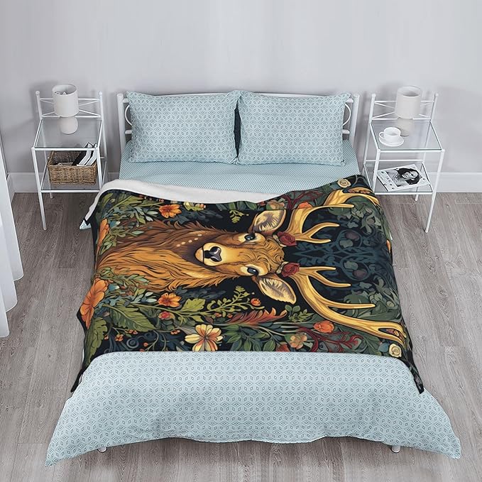 Deer Soft Throw Blanket Flannel Fleece Blankets Warm Cozy Lightweight Fuzzy Blanket for Bed Sofa Couch Home Decor 80"X60"