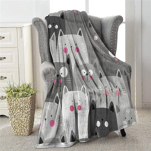 COLLA Cute Cats Blankets for Boys Girls, Lightweight Soft & Fuzzy Flannel Plush Kids Throw Blankets for Couch Bed Sofa Travel 60"X50"
