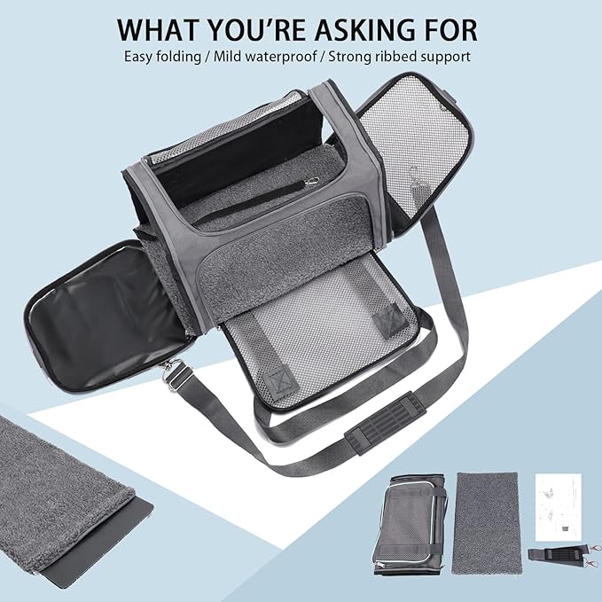 A4Pet Airline Approved Cat Carrier Dog Carriers,Removable Soft-Sided Portable Pet Travel Washable Carrier for Kittens,Puppies,Rabbit,Hamsters