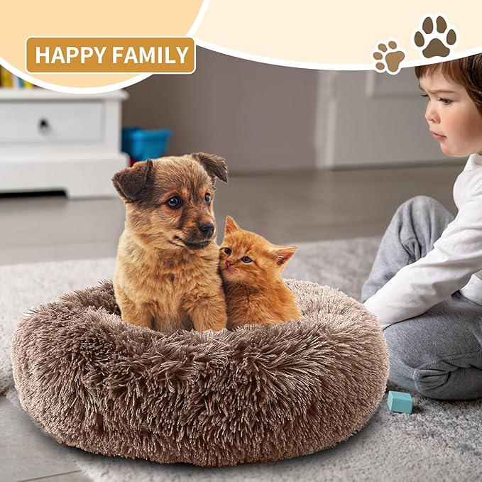 Dog Bed Comfiest Indoor Calming Waterproof Bedding Washable Fluffy Chew Proof Self Warming Cozy for Small Pets at Home
