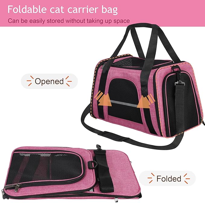 HiCaptain Soft Cat Carrier with Top Mesh Window - Pet Carrier Breathable for Medium Cats and Small Dogs Puppies up to 14 lb (Pink)