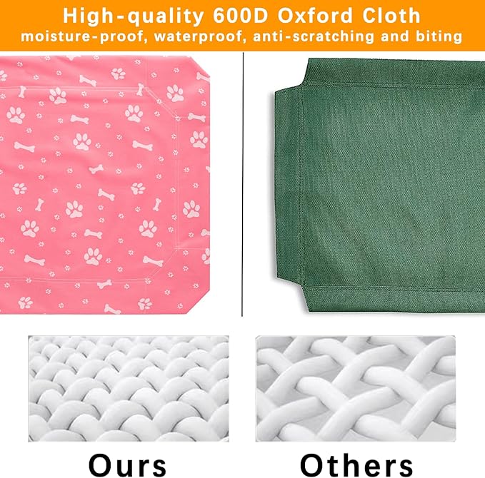 Elevated Dog Bed with Metal Frame, Raised Dog Bed with Waterproof Mesh, Dog Cot with No-Slip Rubber Feet, Portable Pet Bed. M(43.3" L x 26" W x 8" Th) Black