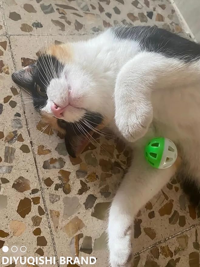 Cat Toys for Indoor Cats & Kittens - 10 Plastic Balls with Bells, Interactive Play & Healthy Exercise, 1.5-2.2 Inches, Assorted Styles