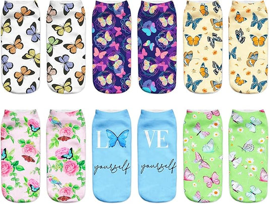 Benefeet Sox Funny Ankle Socks Cute Novelty No Show Animal Fruit Flower Cartoon Colorful Graphic Low Cut Socks for Women Girl
