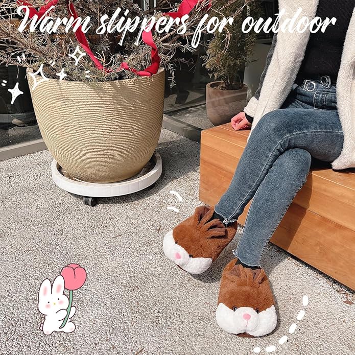 Caramella Bubble Classic Bunny Slippers for Women Funny Animal Novelty Slippers for Adults Cute Plush Rabbit Bedroom Slippers