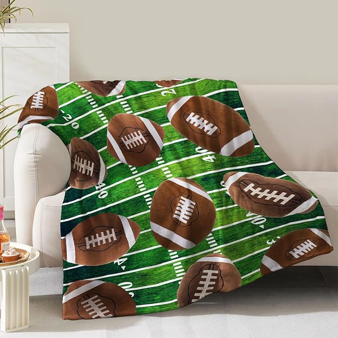 Football Blanket Gifts for Boys Dad Men Women Girls Birthday Christmas Valentine Presents Football Theme Decor Home Bedroom Living Room Sofa Couch Soft Cozy Plush Kids Adults Teen Fleece Throw 60"x50"