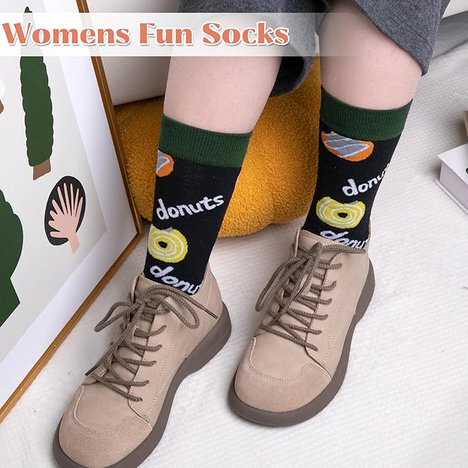 5 Pairs Womens Fun Famous Painting Patterned Art Socks Cotton, Printed Cool Novelty Funny Socks for Women
