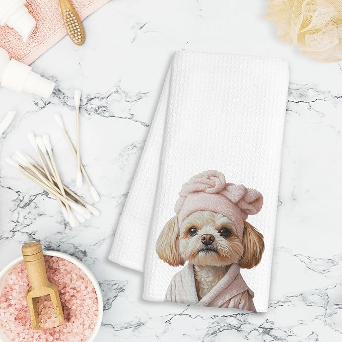 Pink Poodle Decor Bathroom Hand Towels Gifts - Cute Poodle Bathroom Towel, Pink Funny Cute Animal Hand Towels for Restroom Decor, Dog Gift for Women, Dog Lover Gifts, 16×24 Inches