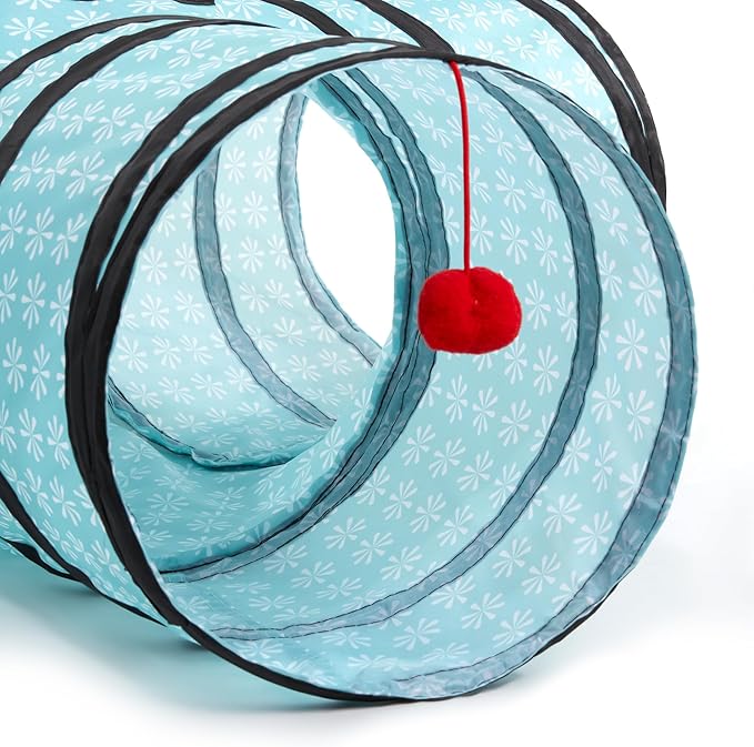 Tempcore Pet Cat Tunnel Tube Cat Toys 3 Way Collapsible, Cat Tunnels for Indoor Cats，Kitty Tunnel Bored Cat Pet Toys Peek Hole Toy Ball Cat, Puppy, Kitty, Kitten, Rabbit Teardrop Flower