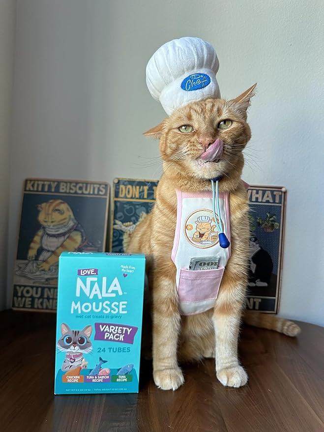 LOVE, NALA - Natural Lickable Cat Squeeze Up Treat,Topper - Chicken Mousse - Wet Food Cat Puree - Grain Free, Fiber Blend, Minerals, Vitamins - 4 Pack 2 oz.