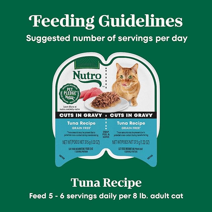 NUTRO PERFECT PORTIONS Cuts in Gravy Real Tuna Wet Cat Food Trays 2.65 Ounces (24 Twin Packs)