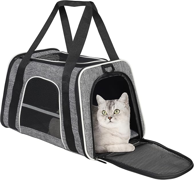 HiCaptain Soft Cat Carrier with Top Mesh Window - Pet Carrier Breathable for Medium Cats and Small Dogs Puppies up to 15 lb (Gray)