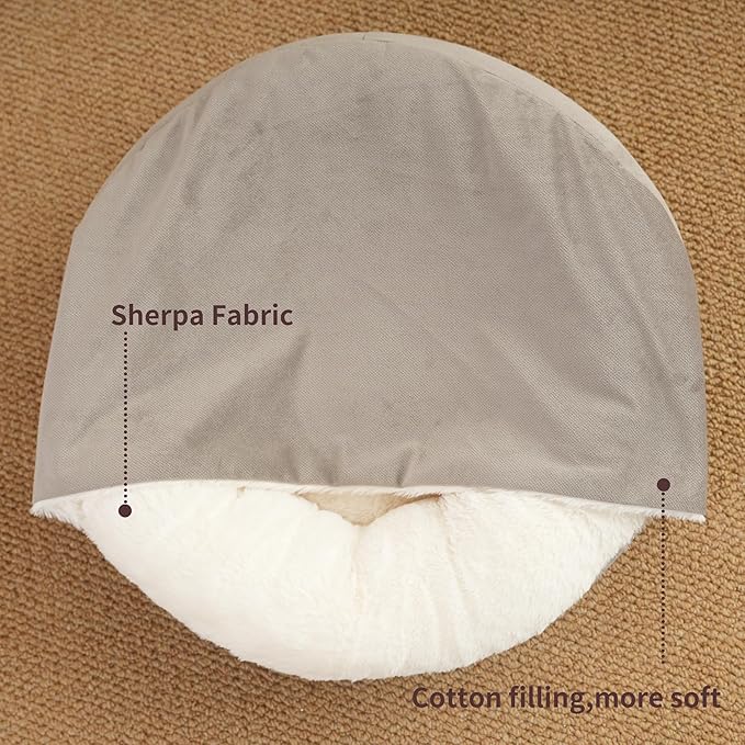 Heated Cats Bed with Cover,Indoor Auto Heating Pets Bed for Cats and Puppy, Washable and Warm Round Anti-Anxiety Heated Pets Bed with Cozy Hooded Blanket (20" with Cover)