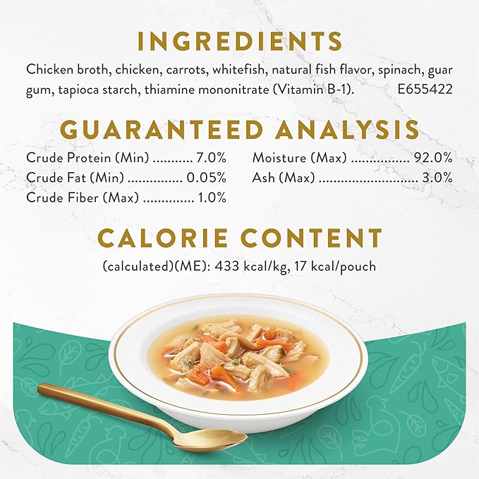 Purina Fancy Feast Lickable Wet Cat Food Broth Topper Classic, Chicken, Vegetables and Whitefish - (Pack of 16) 1.4 oz. Pouches