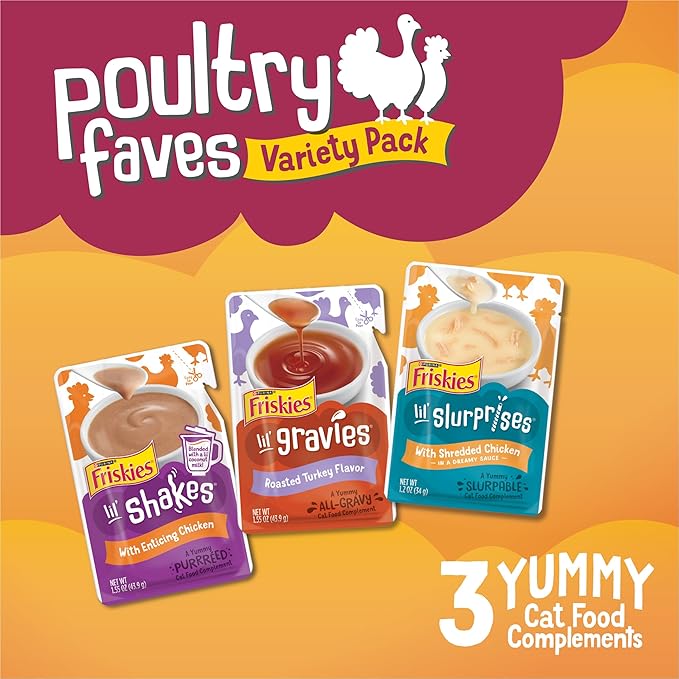 Friskies Purina Poultry Faves Lickable Cat Food Topper Variety Pack - 24 ct. Box