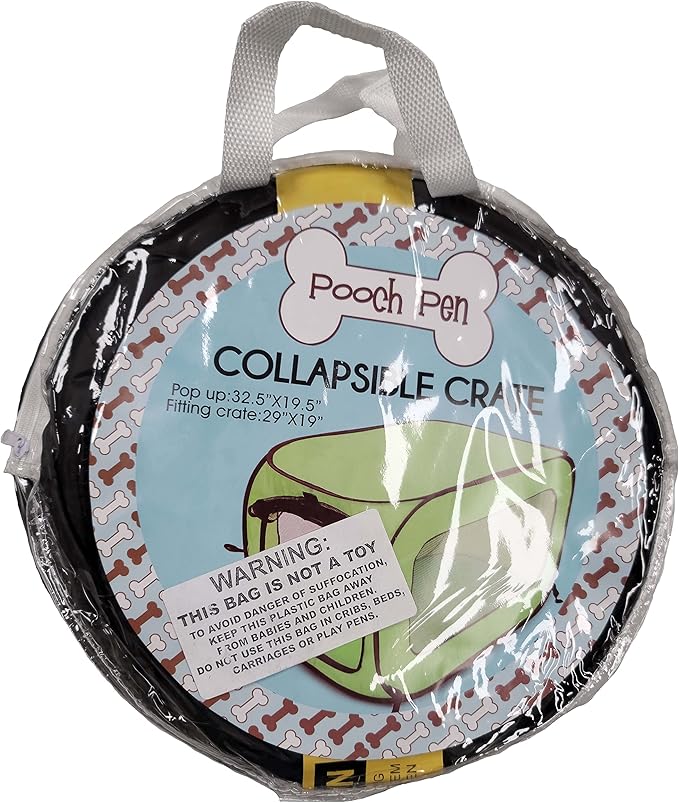 Beatrice Home Fashions Portable, Collapsible, Pop Up Kennel Travel Cat and Dog Crate, 32.5" L x 19.5" W x 19.5" H, Black