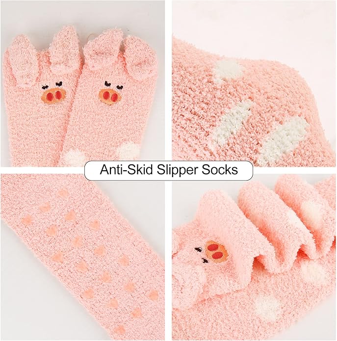 Benefeet Sox Cute Fuzzy Socks for Women Girls Fluffy Warm Cozy Novelty Slipper Socks Funny Animal Plush Sleeping Socks