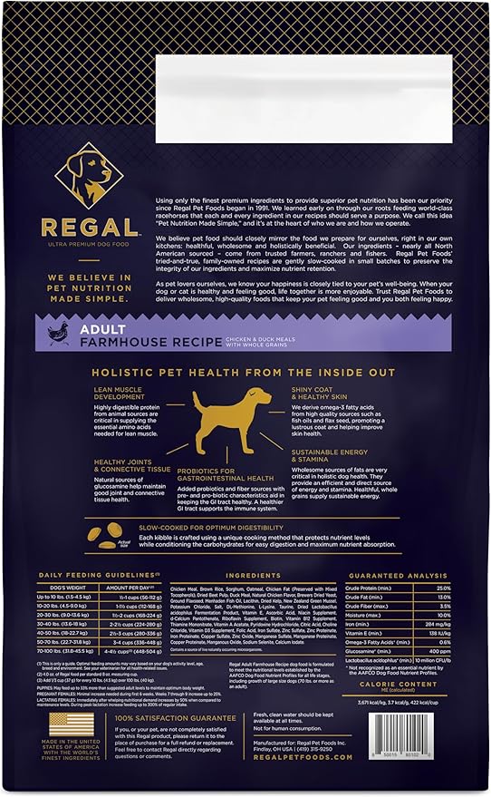 Adult Farmhouse Recipe (Chicken and Duck) All Natural, Slow Cooked Whole Grain Dry Dog Food for All Breeds and Sizes of Adult Dog - Made in The USA, 26 LB Bag