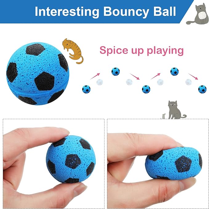 Skylety 32 Pieces Foam Sponge Football Cat Interactive Cat Soccer Toy Sports Ball for Cat Kitten Pet