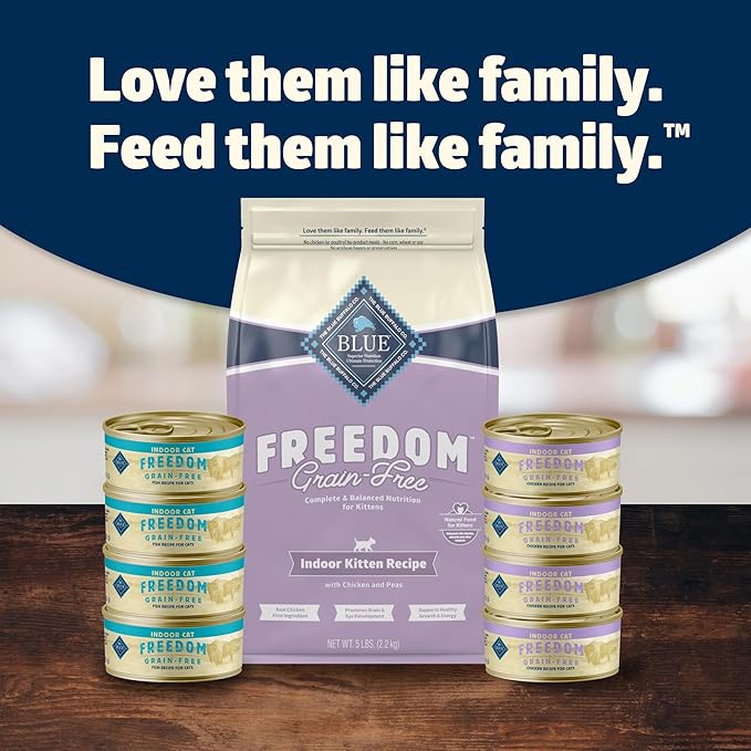 Blue Buffalo Freedom Grain-Free Indoor Dry Kitten Food with DHA, Complete & Balanced Nutrition for Kittens, Chicken Recipe, 5-lb. Bag
