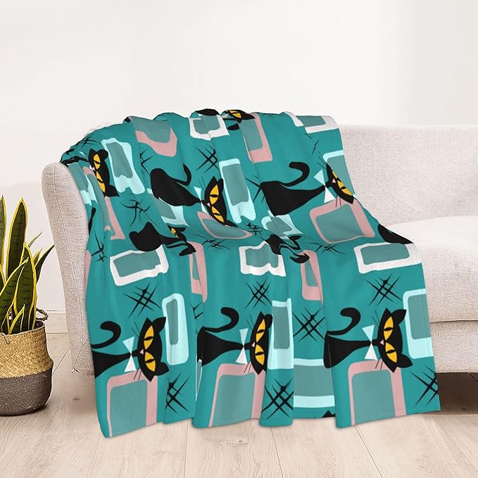 Medieval Cat Soft Throw Blanket Flannel Fleece Blankets Warm Cozy Lightweight Fuzzy Blanket for Bed Sofa Couch Home Decor 60"X50"