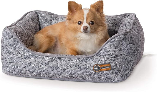 K&H Pet Products Thermo-Water Bolster Heated Orthopedic Dog Bed Gray Small 17 X 20 Inches
