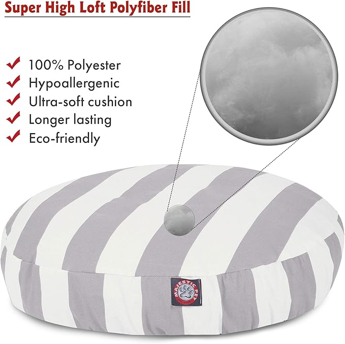 Majestic Pet Indoor Outdoor Vertical Stripe Round Pet Dog Bed with Removable Washable Cover, Gray, Small