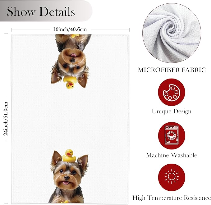 Yorkshire Terrier Bathroom Hand Towels, Yorkshire Terrier Hand Towels for Bathroom, Dog Bathroom Decor, Kids Hand Towels, Yorkshire Terrier Gifts for Women Dog Lovers, 16x24 Inch