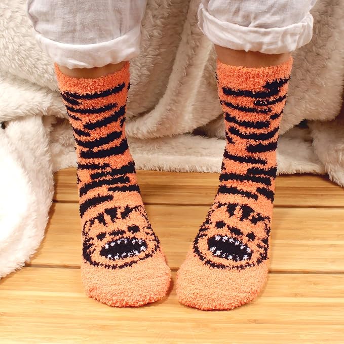 BambooMN Women's Super Soft Warm Microfiber Fuzzy Cozy Animal Socks or Christmas Winter Animal Socks, Value Pack