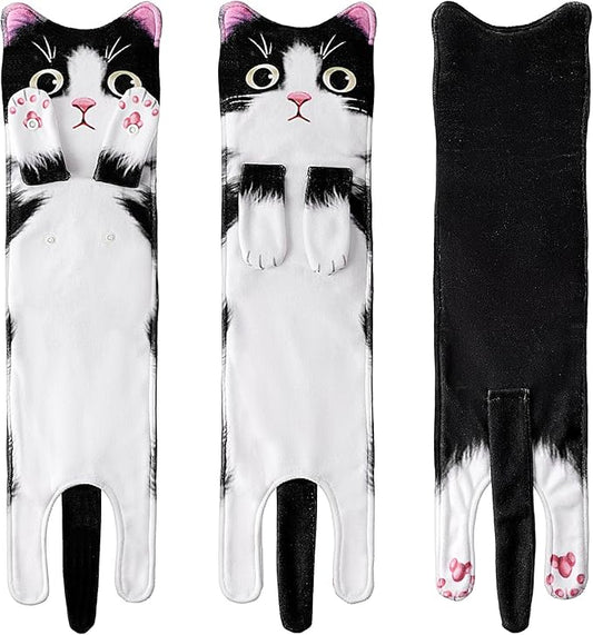 Fuzzy Ball Hand Towel - Cute Cat Kitchen Hanging Hand Towels for Bathroom, Decorative Christmas Gifts for Women, Cat Lovers