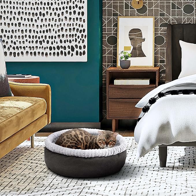 Cat Craft Deluxe Super Soft Plush Cat Bed, Gray, Medium (15")