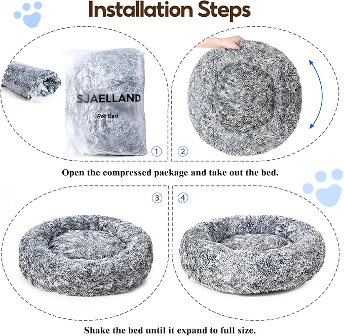 Cat Bed for Indoor Cats Self Warming Washable-Round with Slip-Resistant Bottom Warm Cuddler Cushion Bed Pet Furniture for Small Medium Large Kittens - 23 Inch Dark Grey